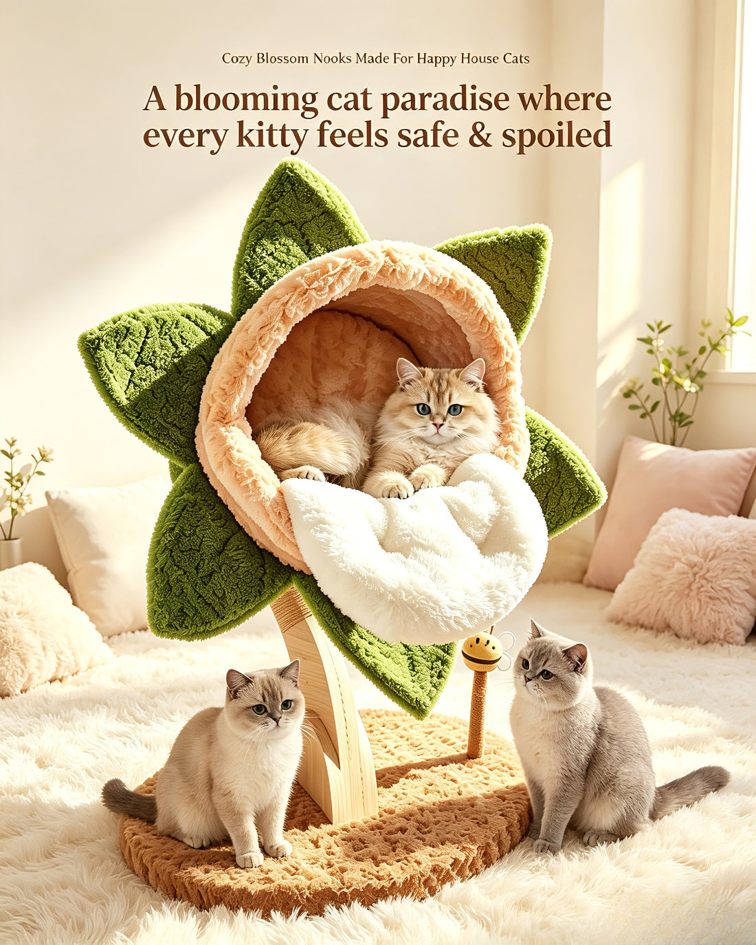 Flower Cat Tree House — A Cozy Resting Spot for Your Cat｜Papi&Co