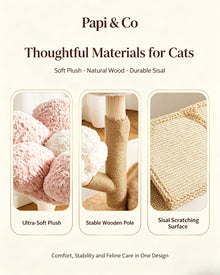 Flower Cat Tree with Plush Perches & Cat Ear Sisal Scratcher｜Papi & Co