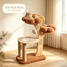 Solid Wood Flower Cat Tree with Space Capsule Nest & Sisal Scratcher