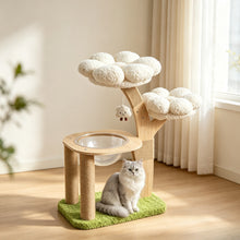 Solid Wood Flower Cat Tree with Space Capsule Nest & Sisal Scratcher