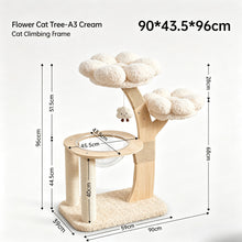 Solid Wood Flower Cat Tree with Space Capsule Nest & Sisal Scratcher